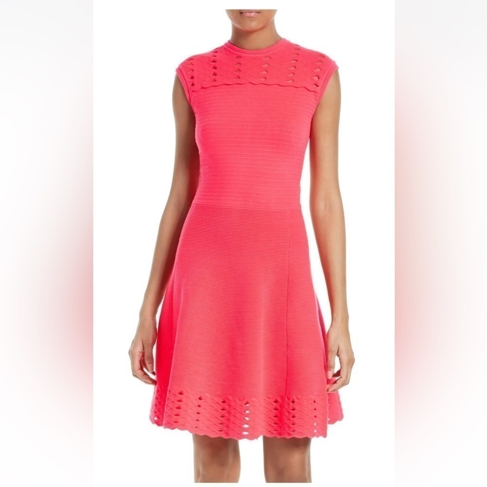 Ted Baker London Zaralie Jacquard Skater Dress Coral Orange Size 5, US 12